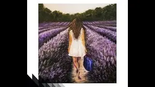 Acrylic Painting Girl in a Lavender Field SPEED PAINTING