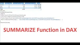 SUMMARIZE function in DAX