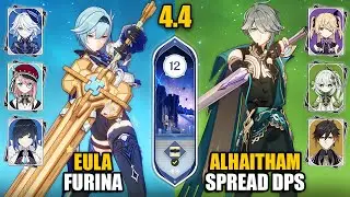 F2P C0 Eula Furina Shatter & C0 Alhaitham Spread Team | Spiral Abyss 4.4 Floor 12 | Genshin Impact