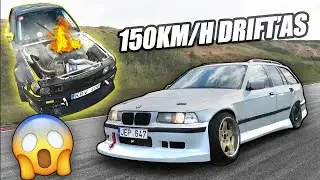 Drifto pasistatymai ant 150km/h!  Užsidegė E30 DRIFTO AUTOMOBILIS!?