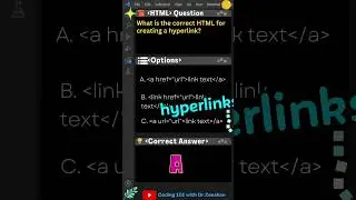 HTML Quiz 11: What is the correct HTML for creating a hyperlink? #coding #htmlcoding #html #shorts