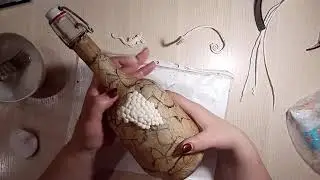 Декупаж бутылки из чайных пакетиков