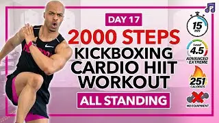 15 MIN INTENSE Cardio Kickboxing Tabata HIIT Workout| 2000 Steps Cardio - Day 17