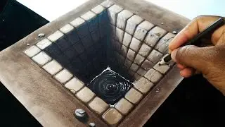 Drawing a Brick Hole  - 3D illusion