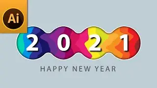 Create Vector Happy New Year 2021 Greetings Design in Adobe Illustrator