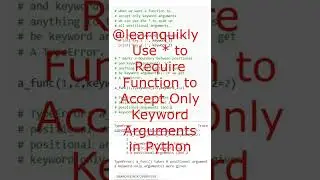 Use * to Require Function to Accept Only Keyword Arguments in Python #python #education #programming