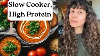 HIGH-PROTEIN Red Lentil Tomato Soup | Easy Slow Cooker Recipe 🌱🍅