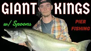 PIER FISHING Lake MICHIGAN for GIANT KING SALMON!