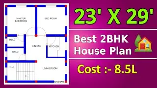 23 x 29 House Plan with 2 Bhk Design II 23 x 29 घर का नक्शा