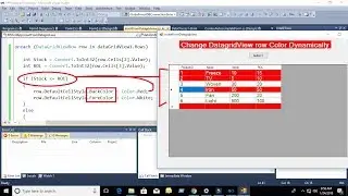 how to change datagridview row color based condition in c# with source code dynamically.