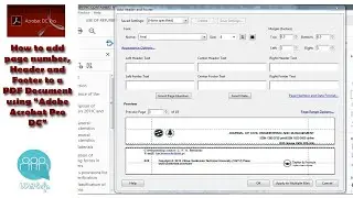 How to add page number,Header and Footer to a PDF Document using "Adobe Acrobat Pro DC"