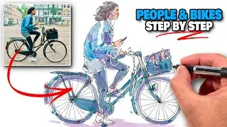 How To Sketch PEOPLE & BIKES - Step By Step For Beginners