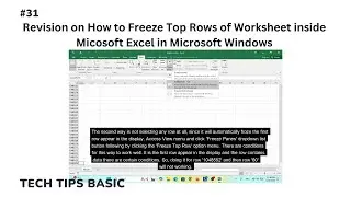 31 - Revision on How to Freeze Top Rows of Worksheet inside Microsoft Excel in Microsoft Windows