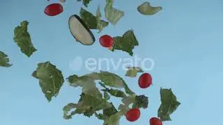 Salad flying in slow motion, shot with Phantom Flex 4K at 1000 frames per second | Stock Footage...