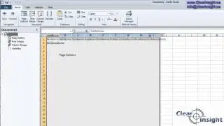 Validation Report 1   Setting up the excel layout