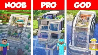 Minecraft NOOB vs PRO vs GOD: UNDERWATER MODERN HOUSE BUILD CHALLENGE in Minecraft / Animation