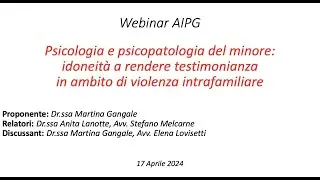 Webinar AIPG 17/04/2024 - Psicologia e psicopatologia del minore