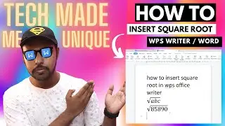 How to insert square root in wps office writer | how to type square root