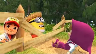 Кто КРУЧЕ? Маша из Мультика Маша и Медведь против Миньона и JAKE из игры SUBWAY SURFERS