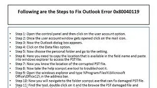 1-888-726-3195 Steps to Fix Outlook Error 0x80040119