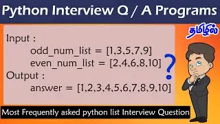 Python Important Interview Question in Tamil | Zip | List