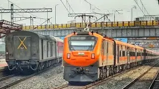 Dangerous WAP7 Agartala Humsafar+AMRIT BHARAT+Shaktipunj+Kumbha SF attacks Kamarkundu at 130kph- IR