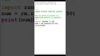 How to give an alias to imported module in python #shorts #pythonshorts #aliastomoduleinpython