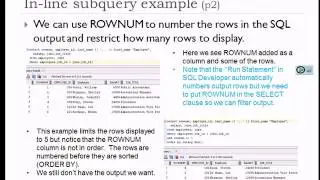 4 of 6  SQL Advanced with Oracle  - Inline subquery and rownum