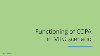 SAP Controlling - Profitability Analysis in Make to Order Scenario (Functioning of SAP COPA in MTO)