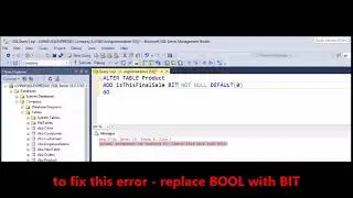 MSSQL -  Fix Error  - Column, parameter, or variable Cannot find data type BOOL