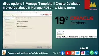 dbca options || Manage Template || Create Database || Drop Database || Manage PDBs & Many more