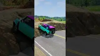 Giant and Small Police Cars vs Giant Lava Crater - BeamNG.Drive