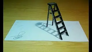 ladder 3D drawing - 3D optical illusion