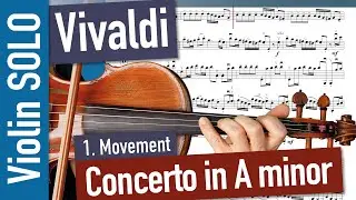 Vivaldi Concerto in A minor VIOLIN DUO Arrangement CLOSE UP Violin SOLO, 1. Movement, Op. 3 No. 6