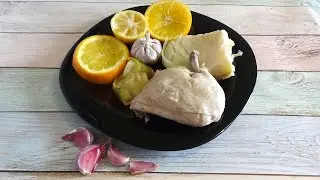 Чудесная басма из курицы с капустой и фруктами! Chicken with cabbage, apples and oranges!