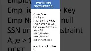 SQL DDL Practice Excercise| SQL Practice Questions|SQL Questions