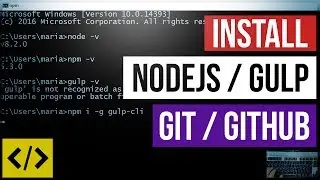 install nodejs, gulp v4, git and github