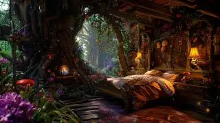 Cozy Exotic Plants Sleeping Nook in Forest | Soft Flute Music & Nature Sound | Working, Studying