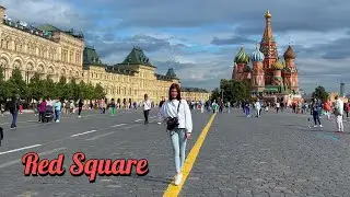 ⁴ᴷ RED SQUARE OPENED 🇷🇺 Many tourists in Moscow + Gastronomic festival | Walking Tour - (HDR Video)