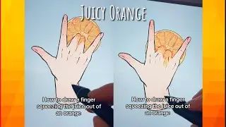 Drawing a hand squeezing the juice out of an orange