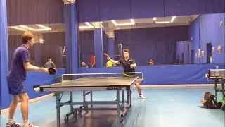Настольный теннис.Топ-спин слева по подрезке.