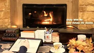 Study With Me Cozy Autumn 1 Hour Session - Fireplace