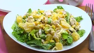 Салат из пекинской капусты с курицей и ананасами — очень вкусный салат с курицей