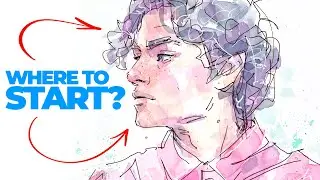 EASY way to start a line & wash WATERCOLOR PORTRAIT