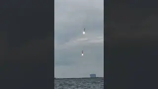 This is wild: Falcon Heavy's side boosters as they land back on Earth
