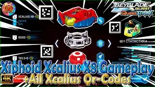 Gameplay XIPHOID XCALIUS X8 + All Old Qr-Codes | Геймплей Xiphoid Xcalius X8 - Beyblade Burst QS