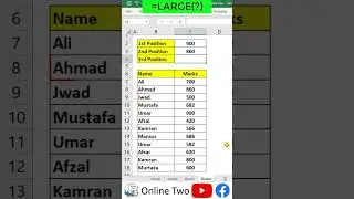 EXCEL LARGE Formula | Find Largest Value In Excel  #shorts