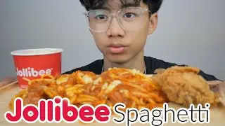 Jollibee Spaghetti with Jolly Crispy Chicken *Fast Paced | N.E Let's Eat