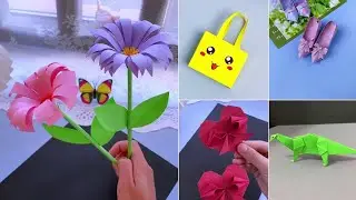 How to make a Origami paper craft tutorial | DIY Heart Shape, Flower, Sandal, Mini Bags & Dinosaur