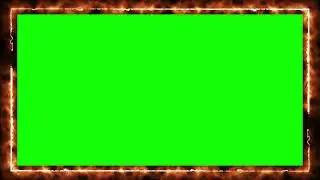 Brown Fire Frame 4K - Motion Neon Effect - Green Black Screen - Chroma Key - No Copyright